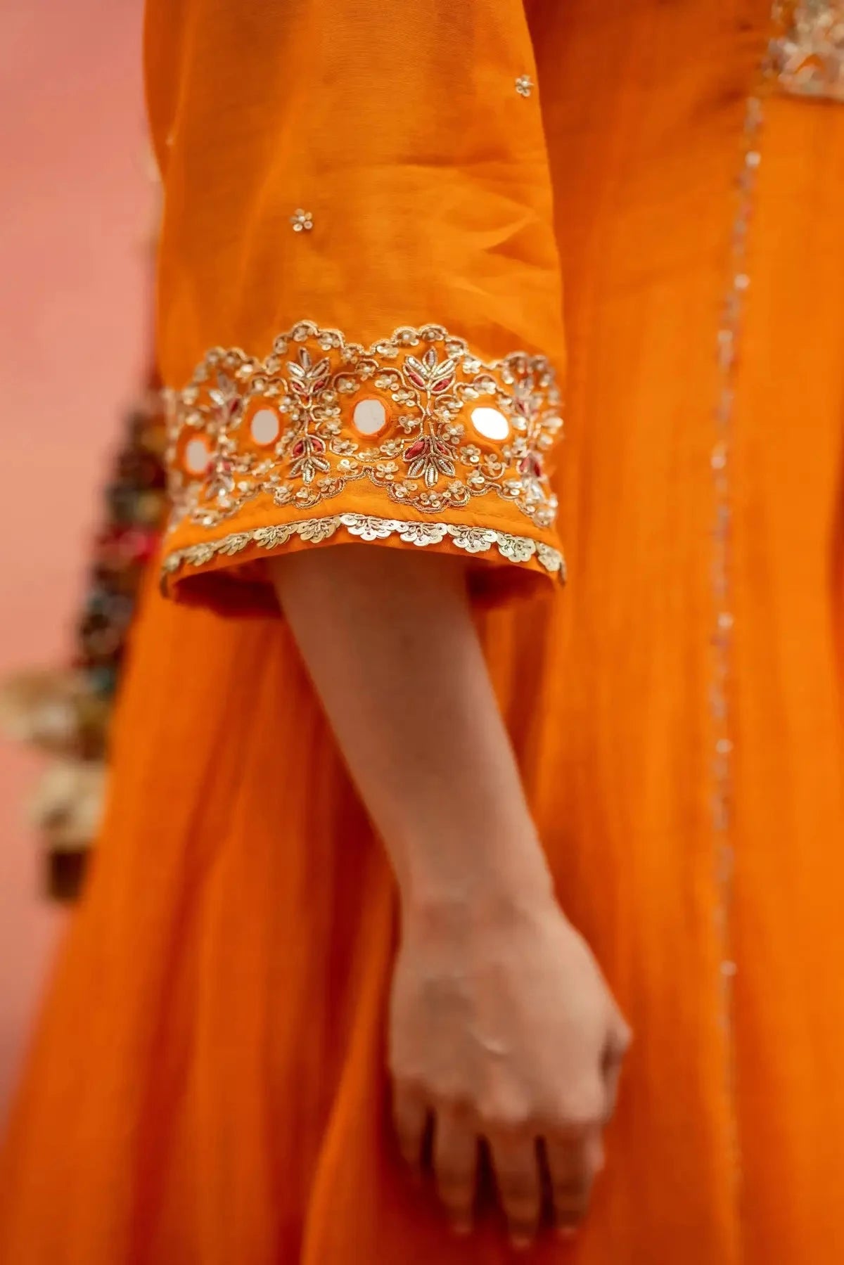 Orange Najma Anarkali Set - Pallodstore