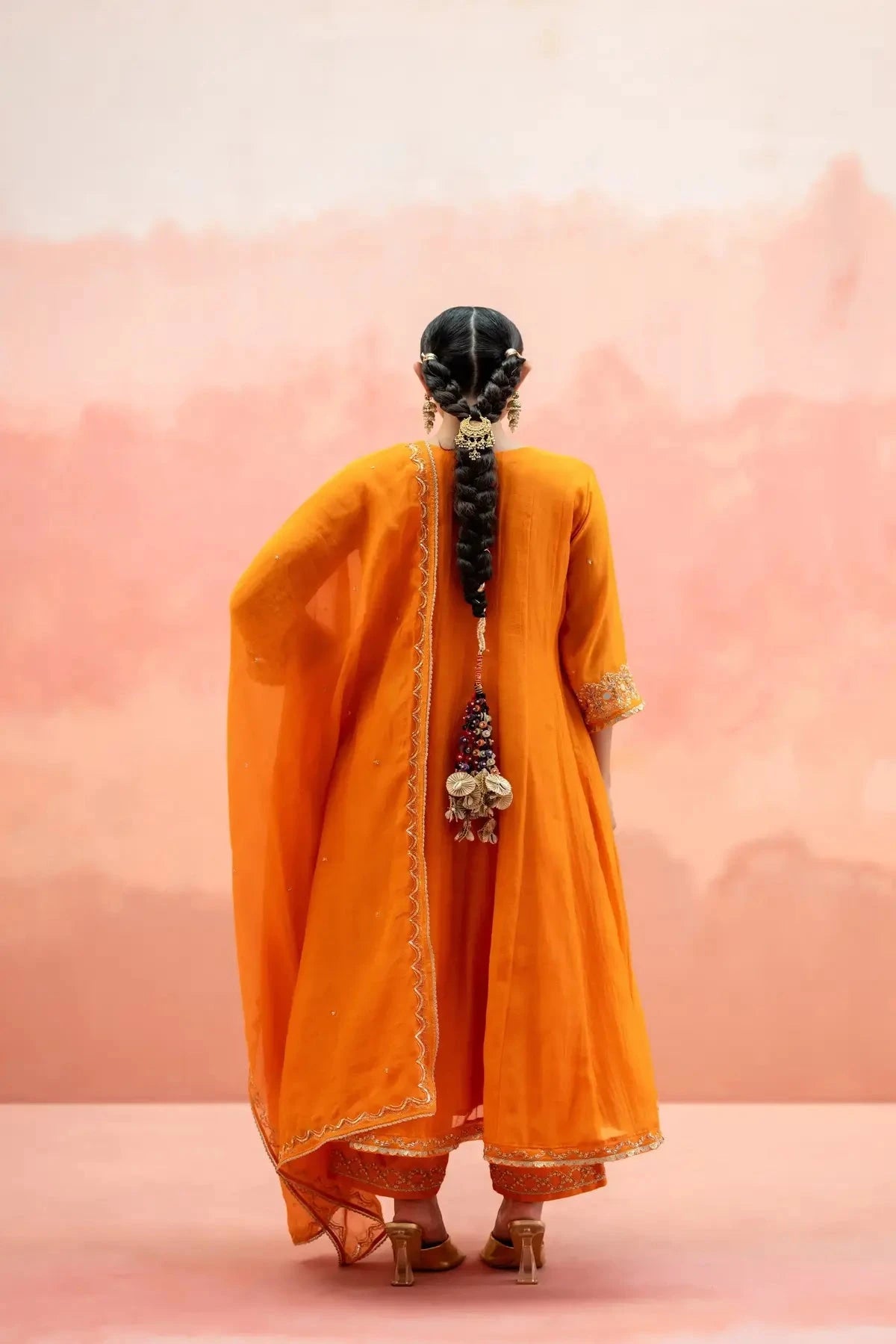 Orange Najma Anarkali Set - Pallodstore