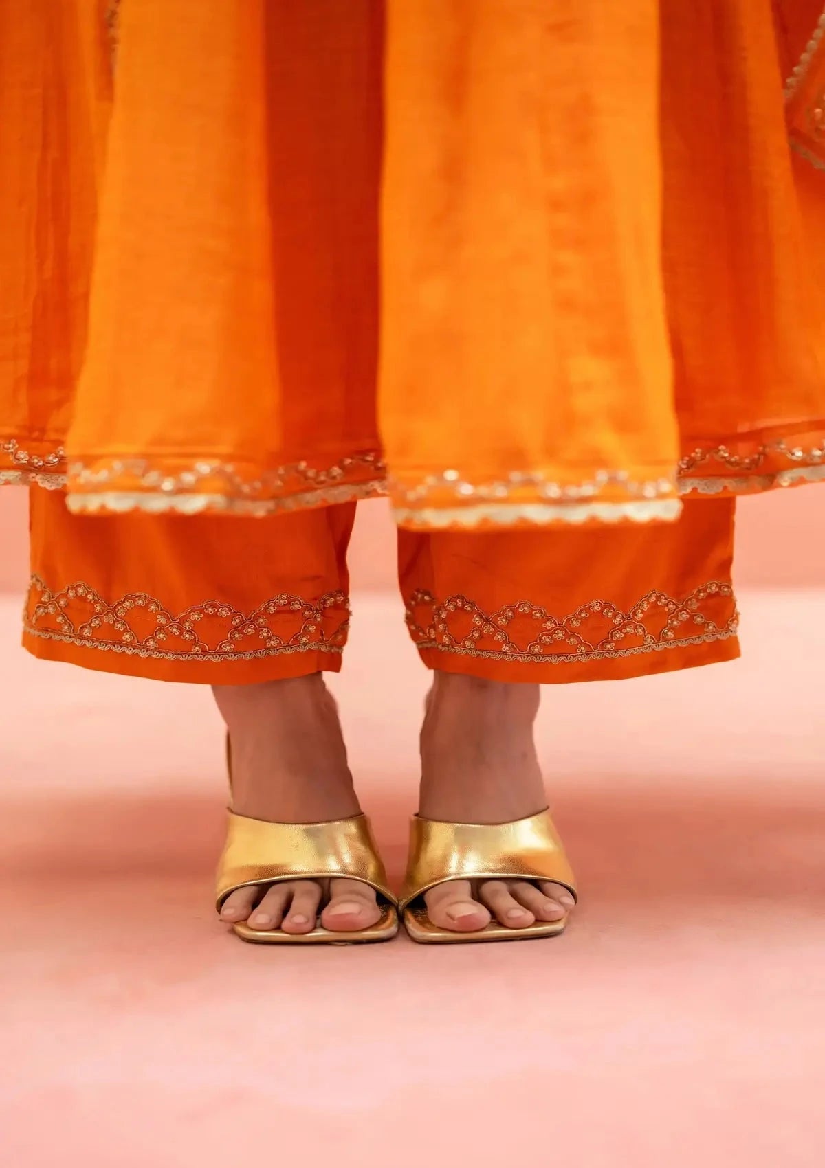 Orange Najma Anarkali Set - Pallodstore