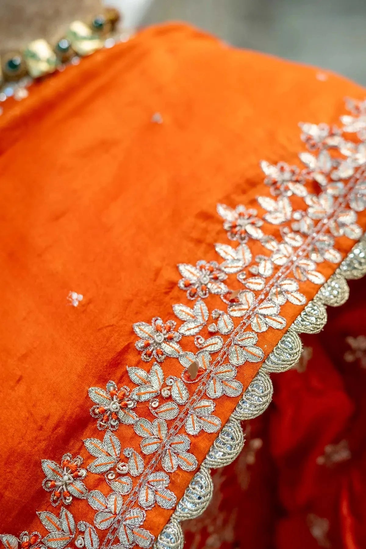Orange Organza Saree - Pallodstore