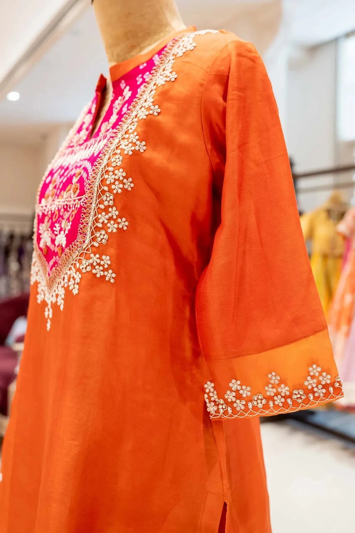 Orange Suit With Bandage Yoke - Pallodstore