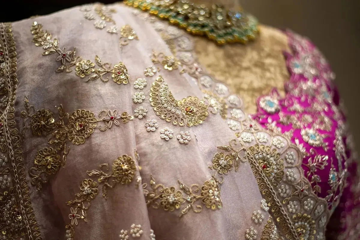 Organza Embroidered Blush Pink Saree - Pallodstore