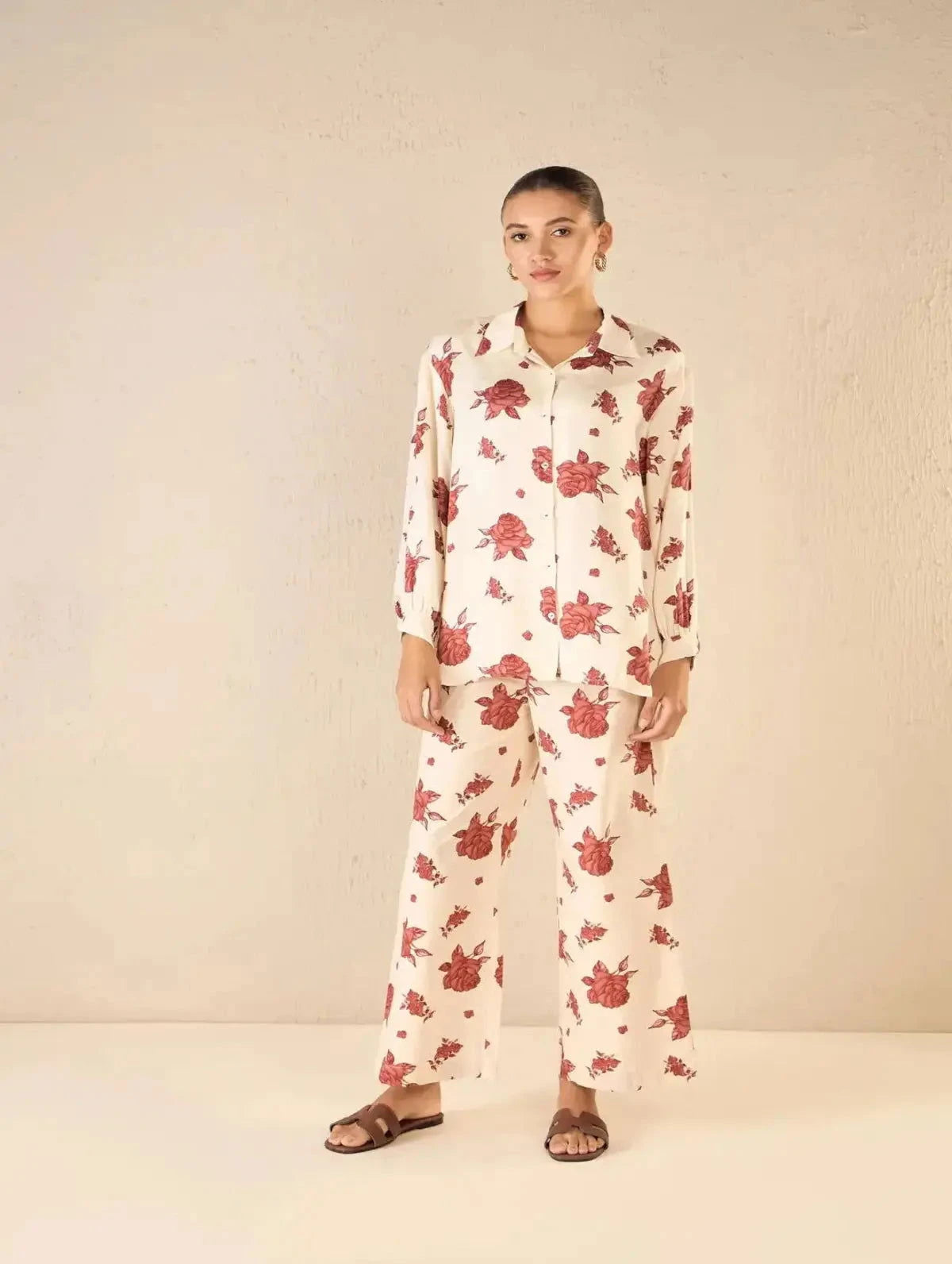 Oversize Vinate Rose Shirt CO-Ord Set - Pallodstore