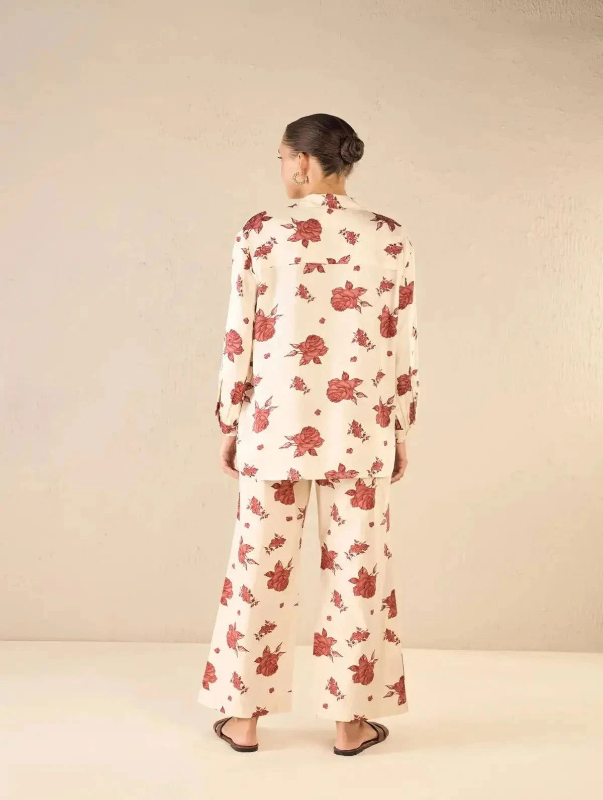 Oversize Vinate Rose Shirt CO-Ord Set - Pallodstore