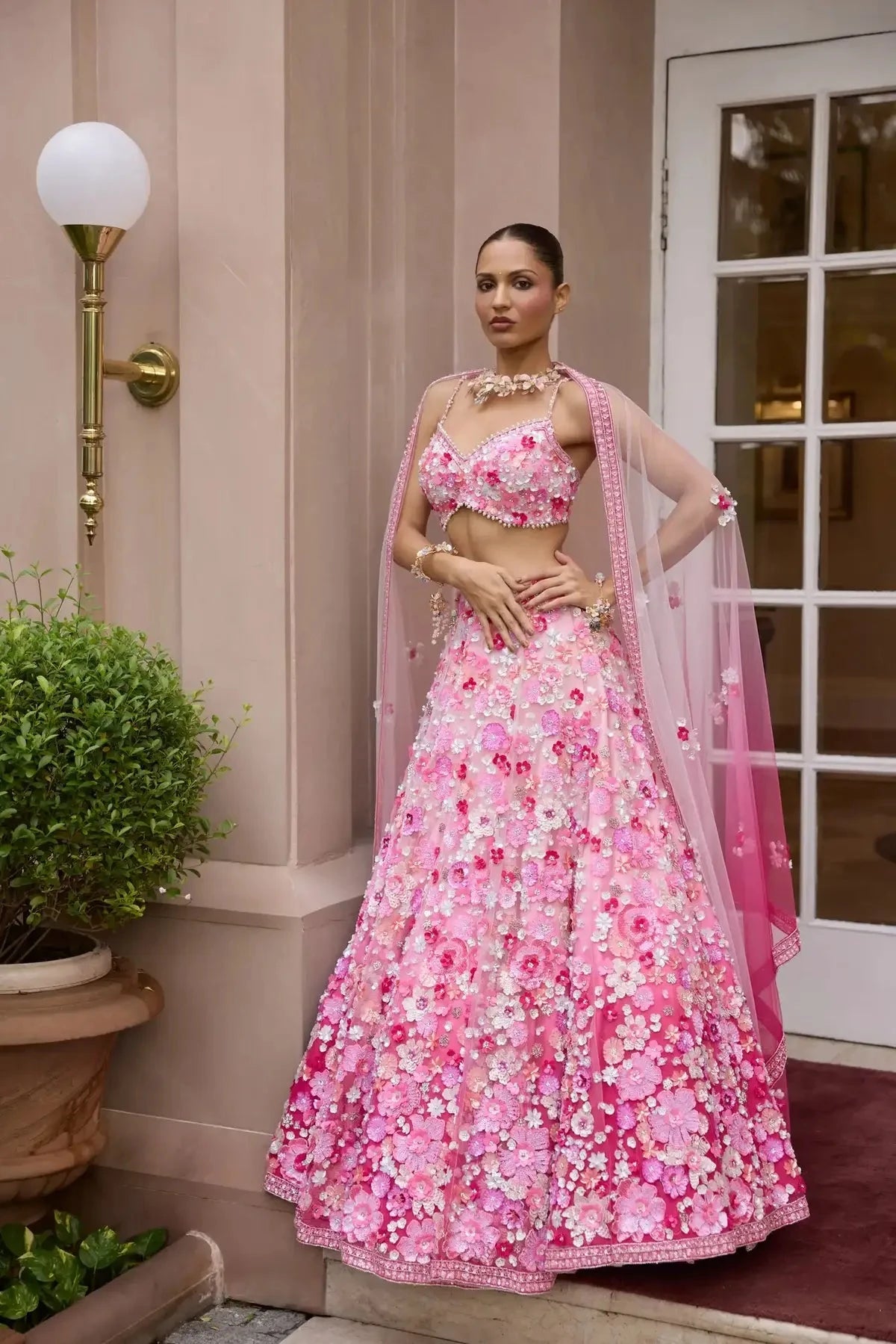 PINK OMBRE ROSITA LEHENGA SET - Pallodstore
