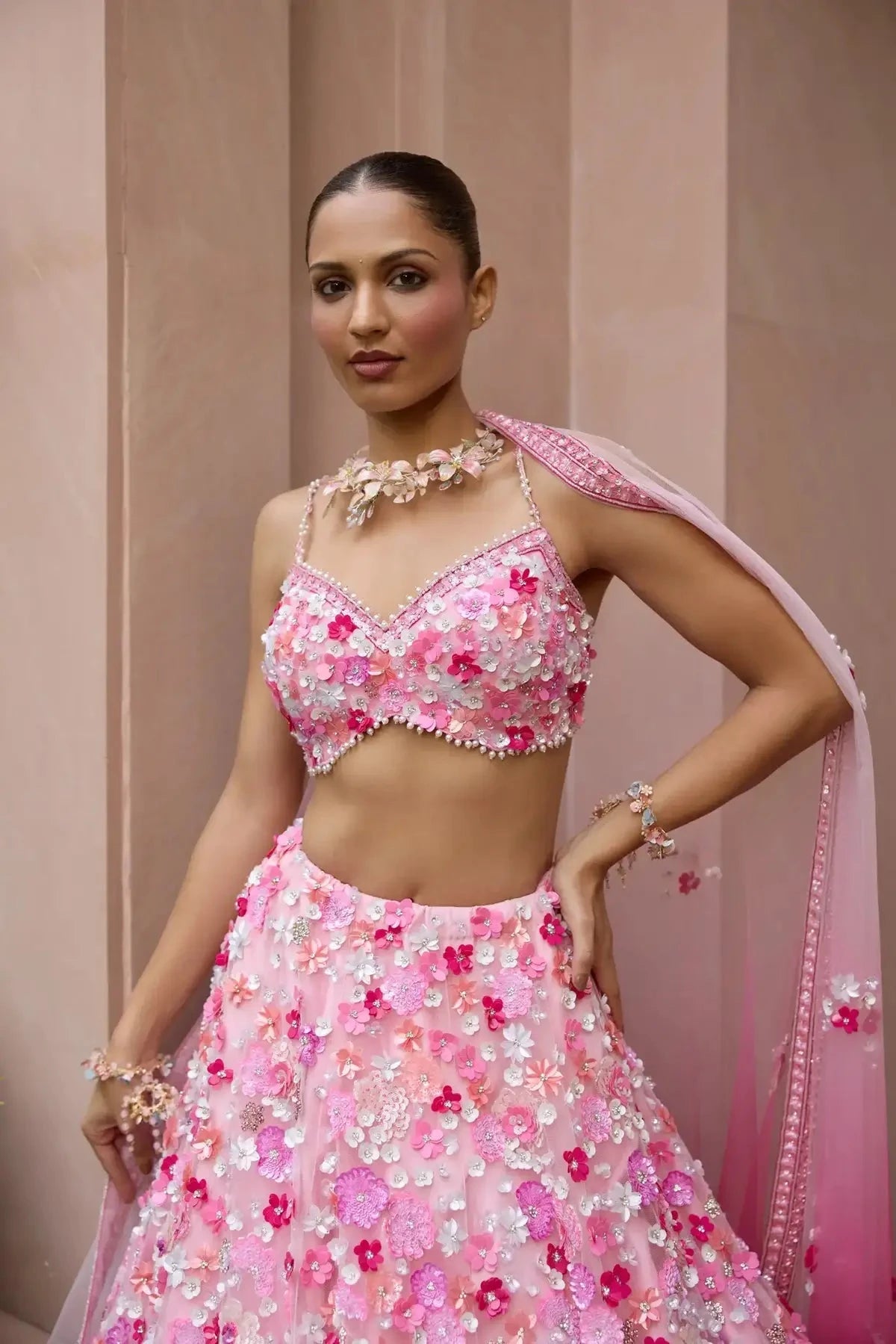 PINK OMBRE ROSITA LEHENGA SET - Pallodstore