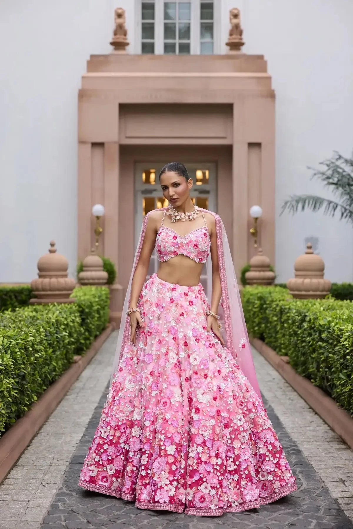 PINK OMBRE ROSITA LEHENGA SET - Pallodstore
