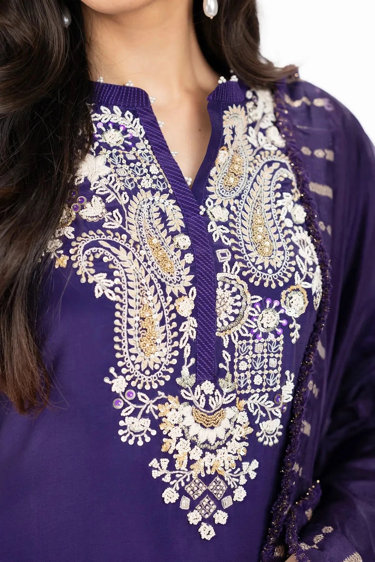 Paisley Striped Silk Suit Set - Pallodstore