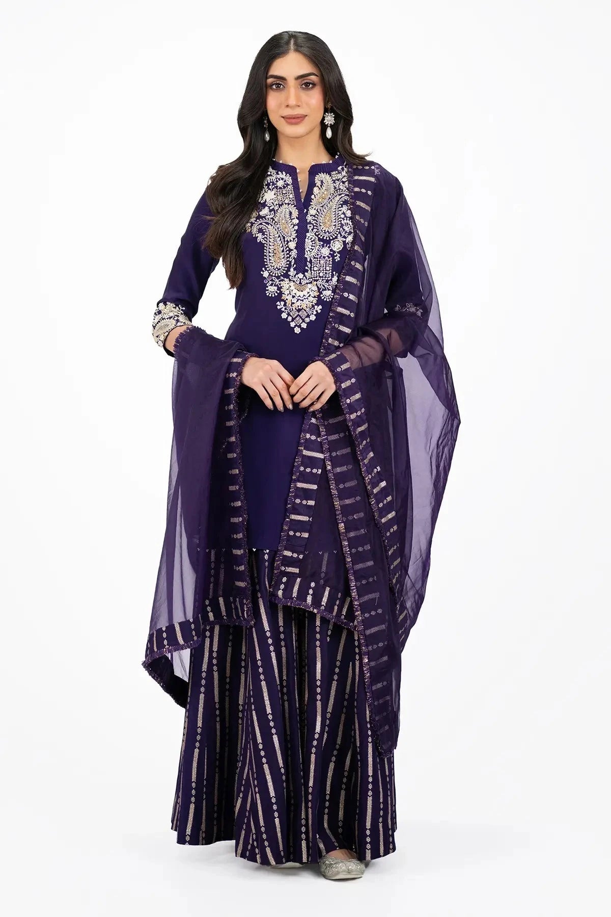 Paisley Striped Silk Suit Set - Pallodstore