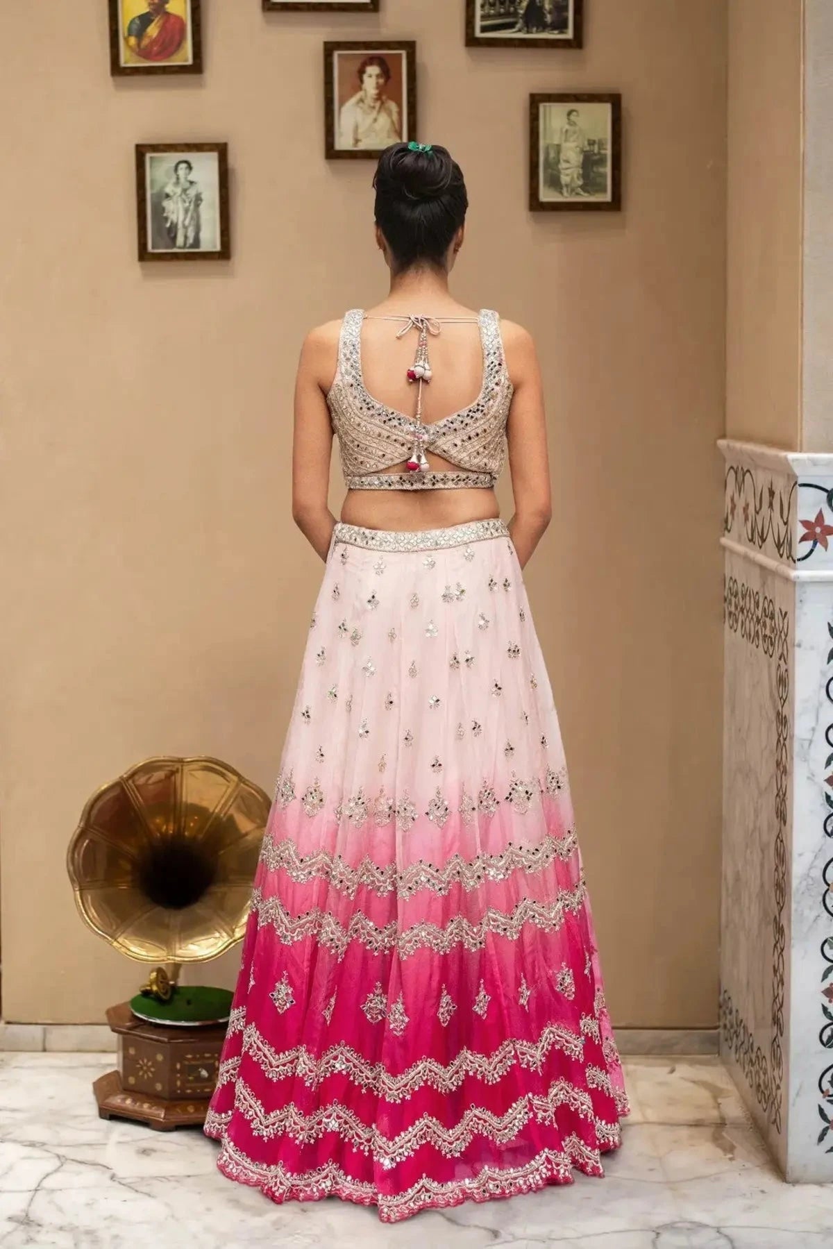Pallod Lehenga Rose Tone Shadding Net Sequinse Work - Pallodstore