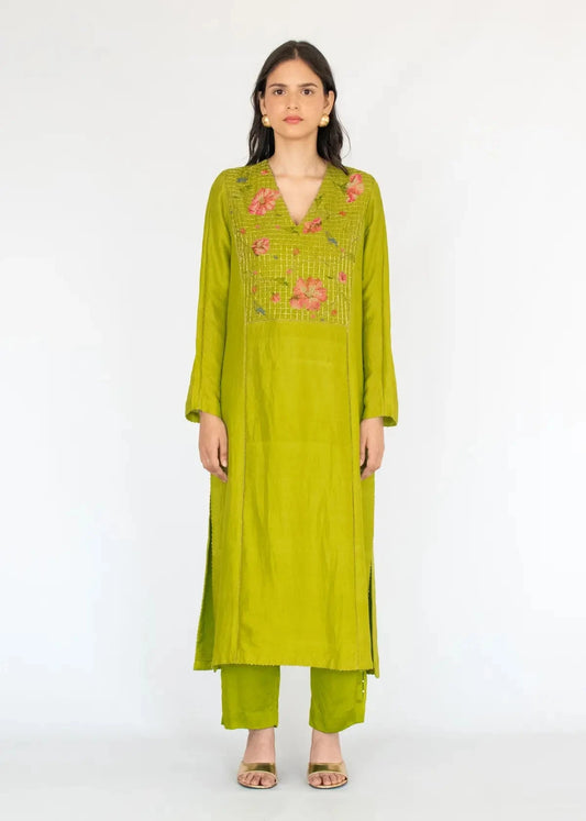 Parrot Green Masakali Kurta Set - Pallodstore