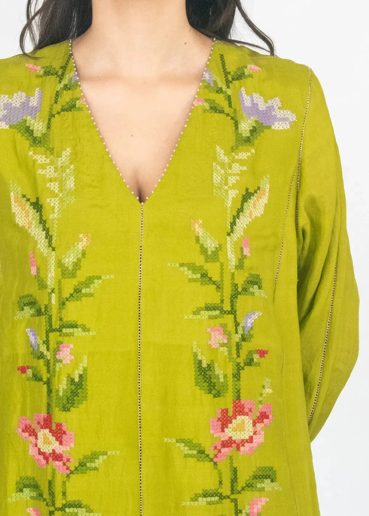 Parrot Green Moha Kurta Set - Pallodstore
