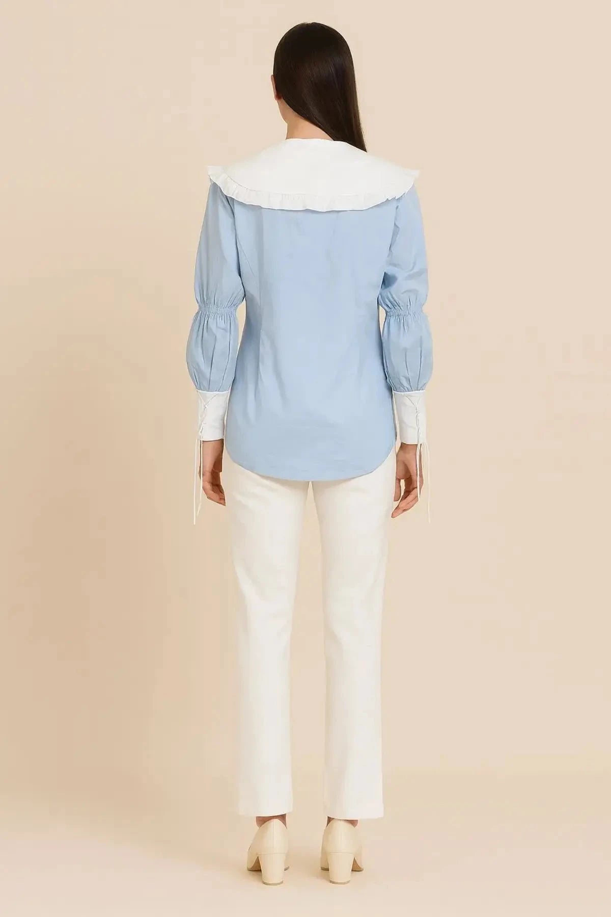 Pastel Blue Oversized Collar Shirt - Pallodstore