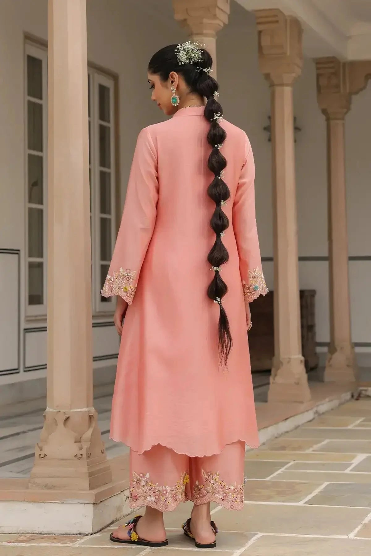 Peach Gulzar Scallop Kurta Set - Pallodstore