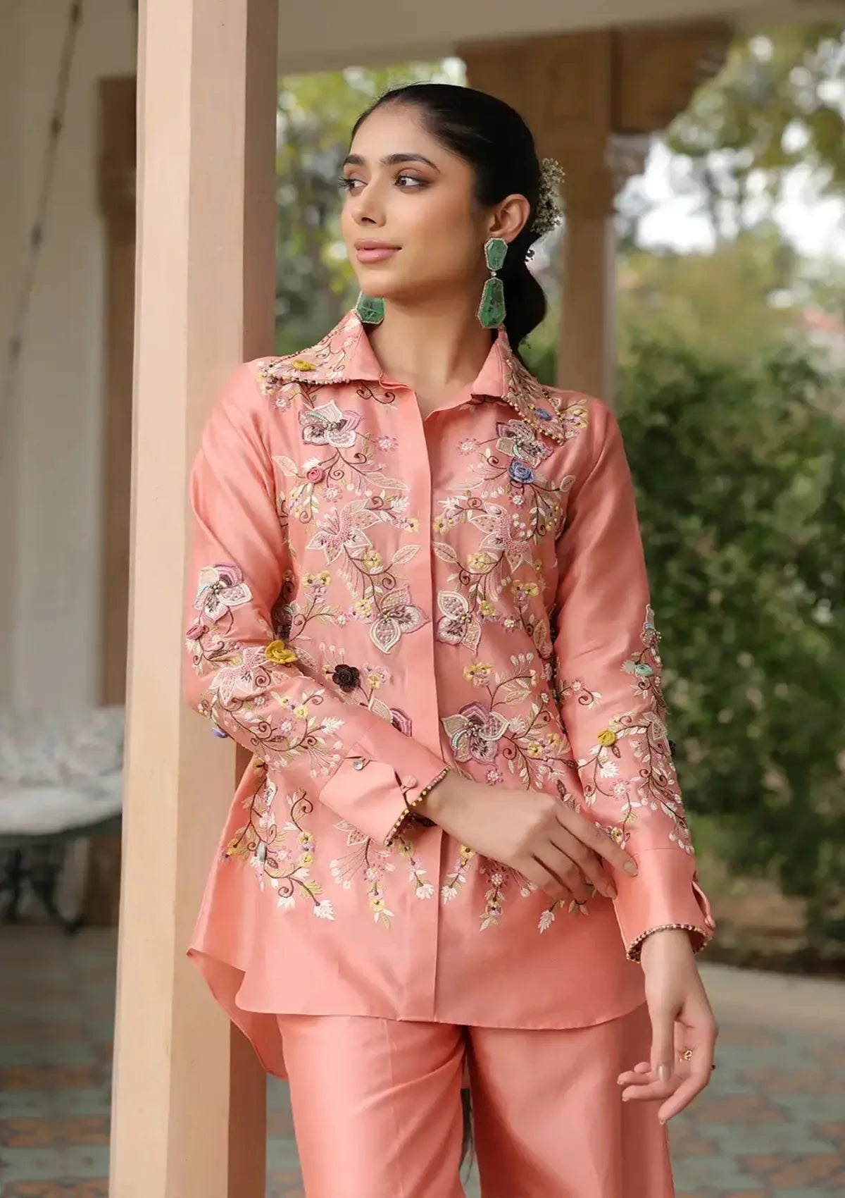 Peach Jaal Gulzar Co-ord Set - Pallodstore
