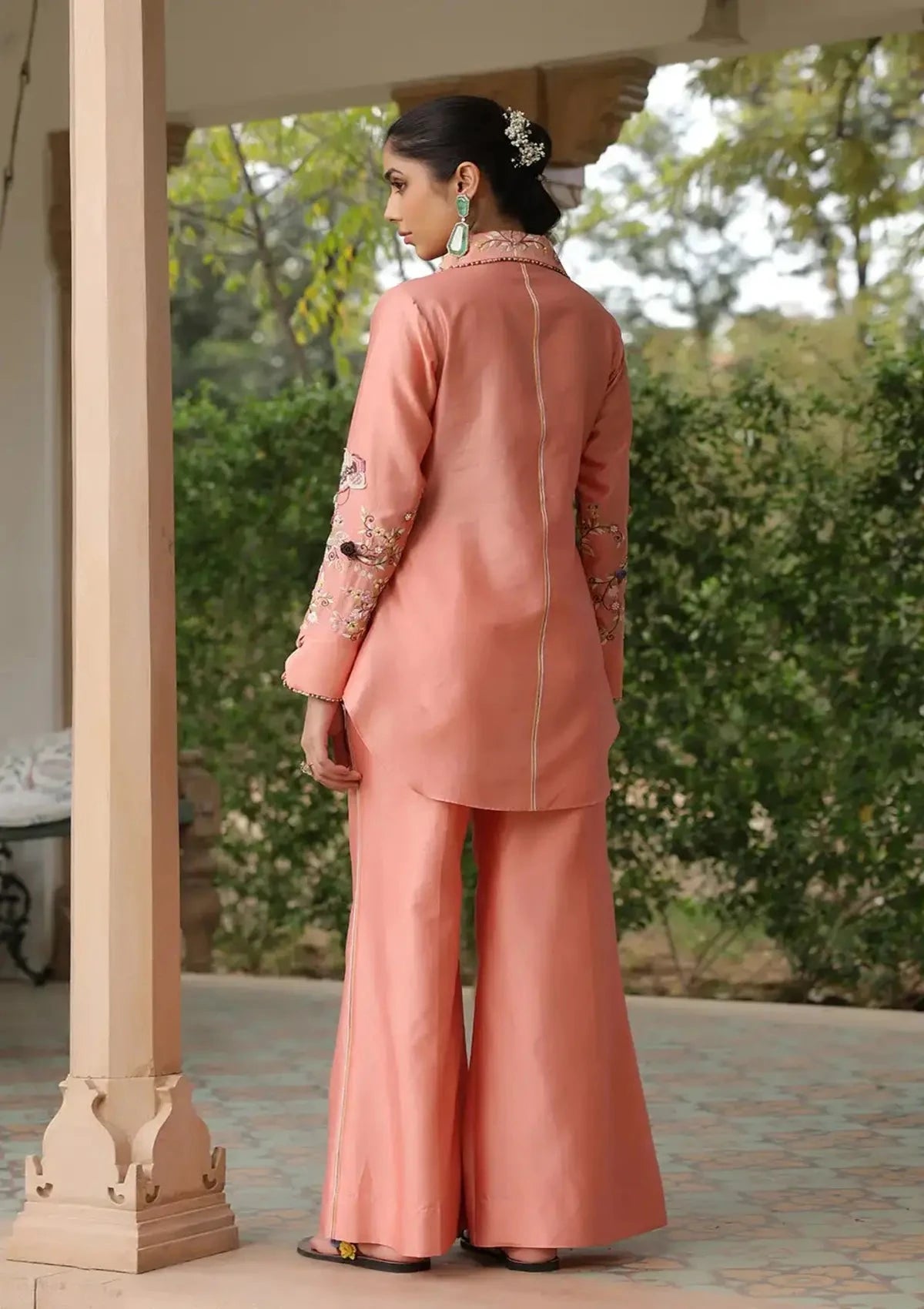 Peach Jaal Gulzar Co-ord Set - Pallodstore