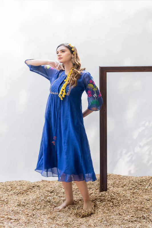 Peacock Blue Zuri Jacket Tunic - Pallodstore