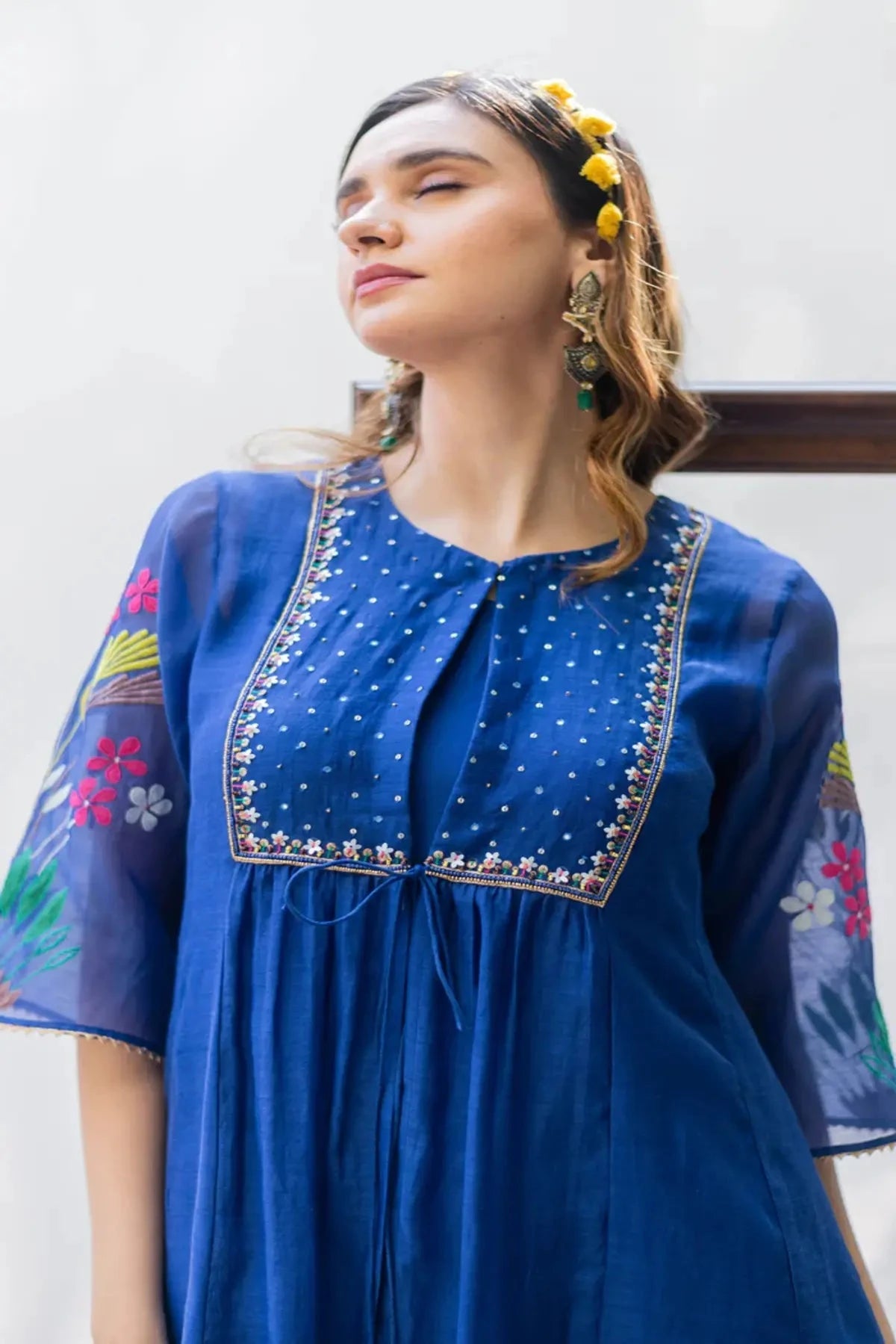 Peacock Blue Zuri Jacket Tunic - Pallodstore