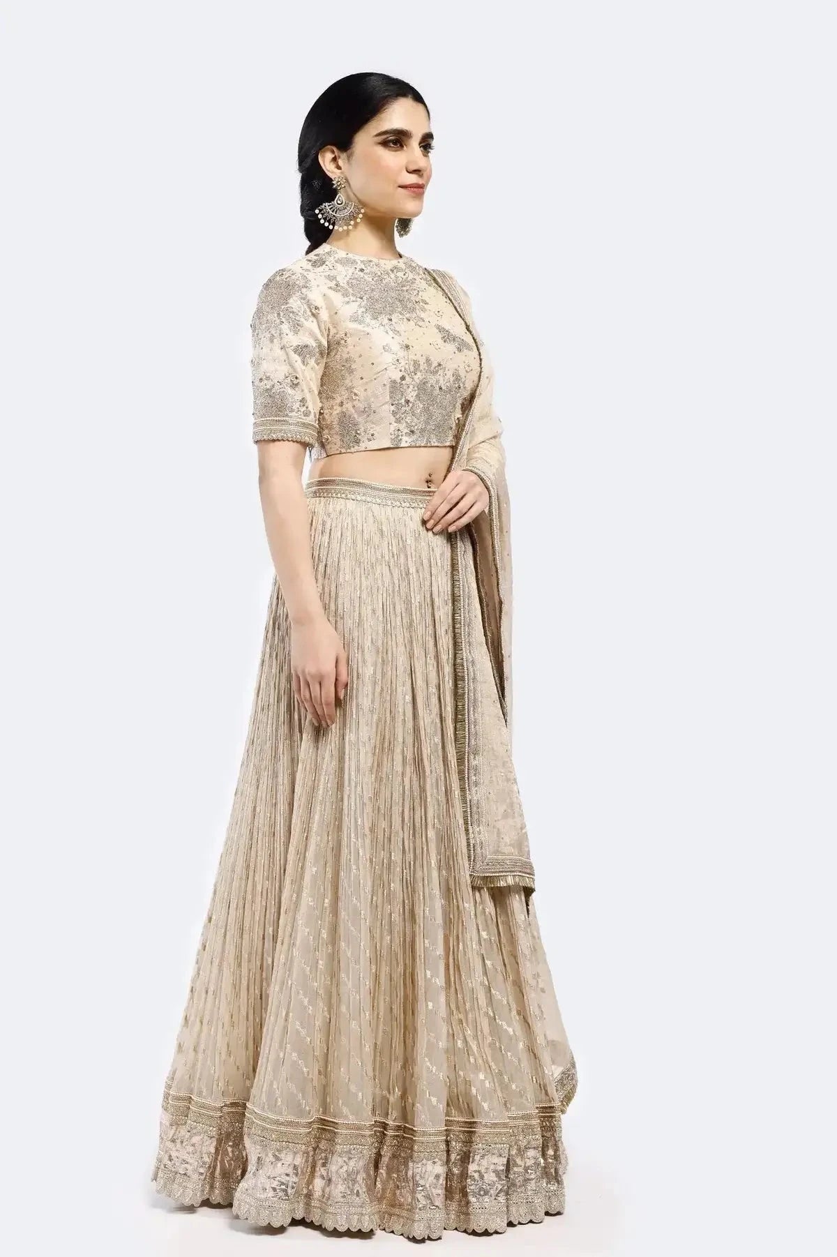 Pearl Ivory Lehenga Set - Pallodstore