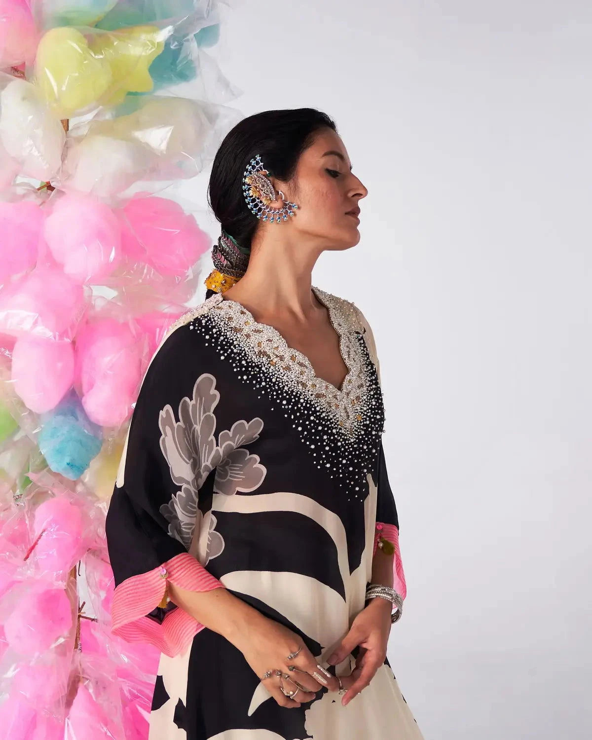 Pearl Neck Kaftan Kurta Set - Pallodstore