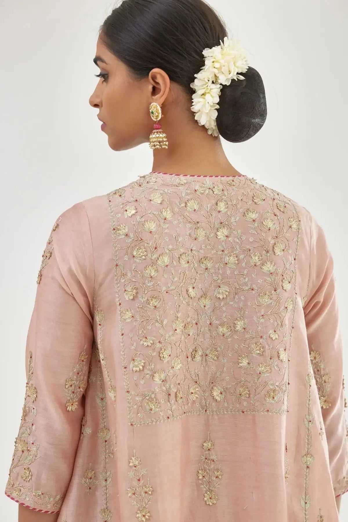 Pink A-line long kurta set - Pallodstore
