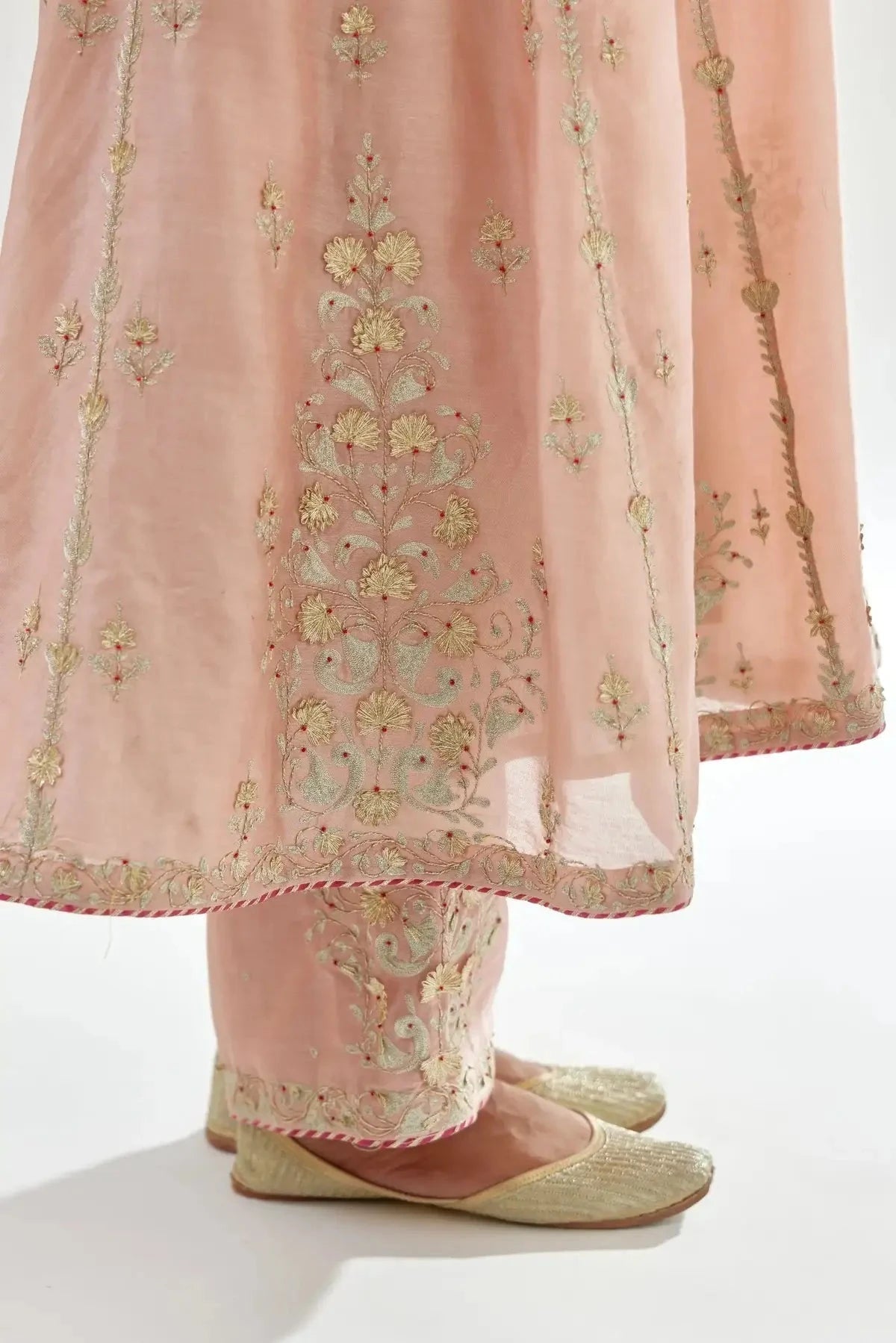 Pink A-line long kurta set - Pallodstore