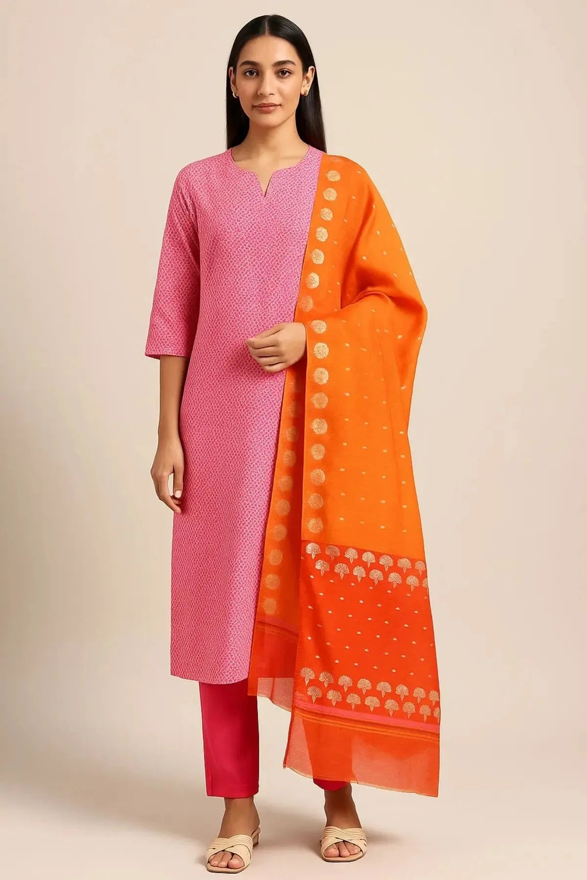 Pink Dress Material Straight Line Suit - Pallodstore