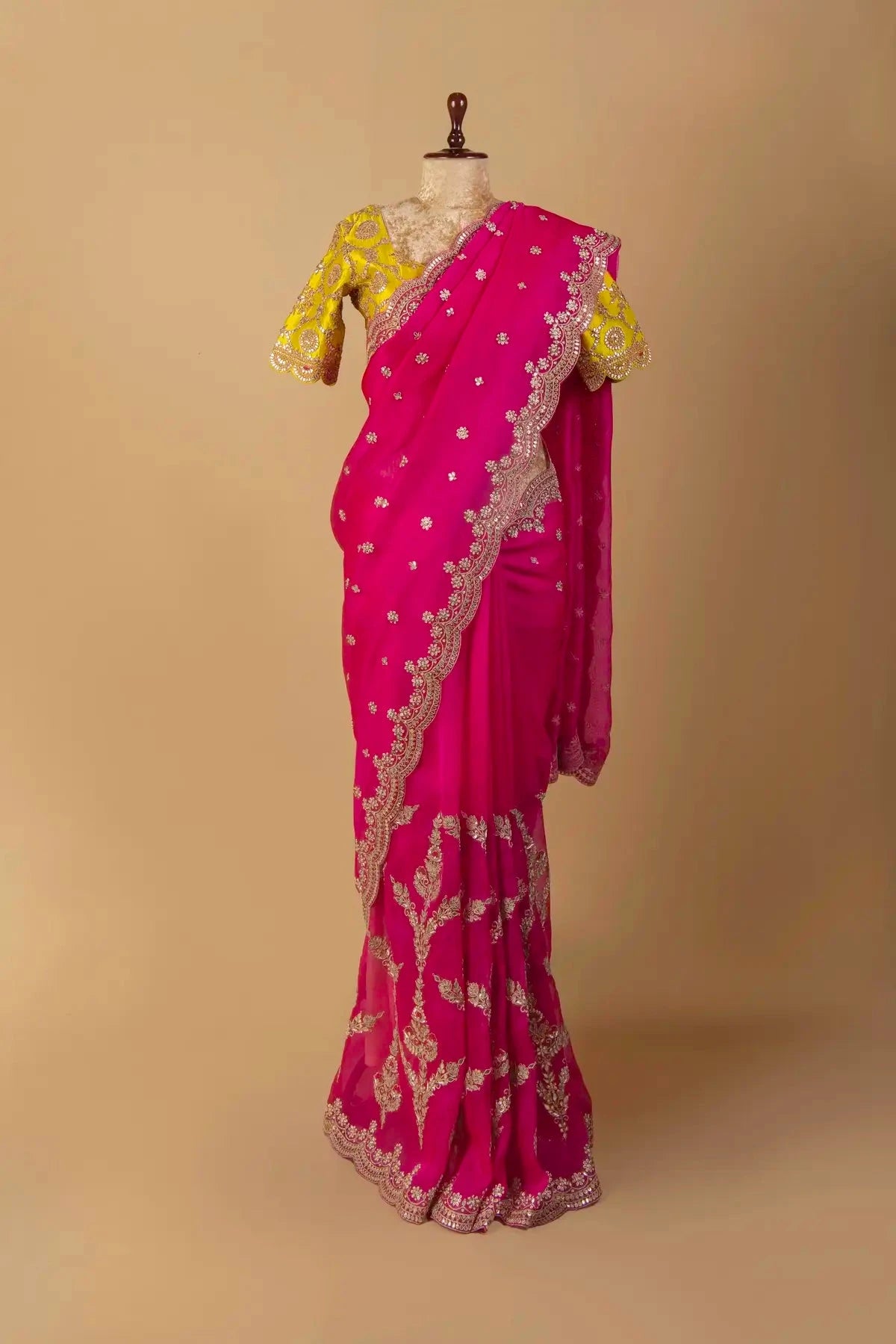 Pink Organza Embroidered Saree - Pallodstore