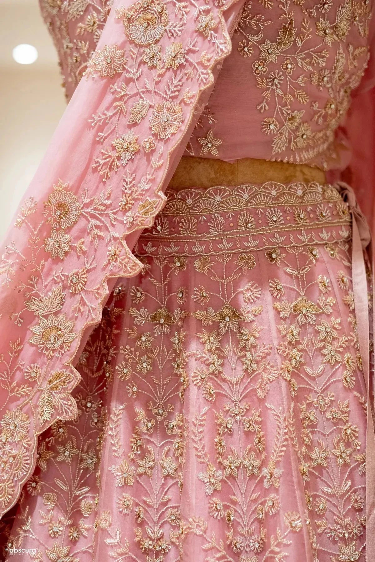 Pink Organza Lehenga - Pallodstore