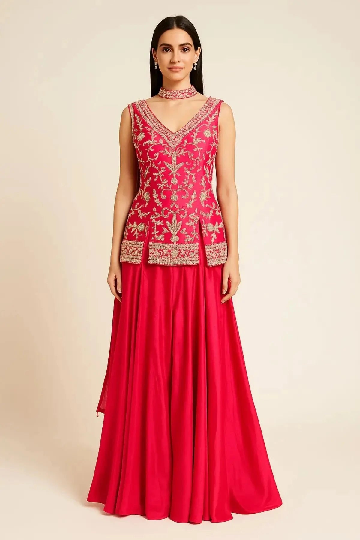 Pink Short Kurta With Flared Palazzo - Pallodstore