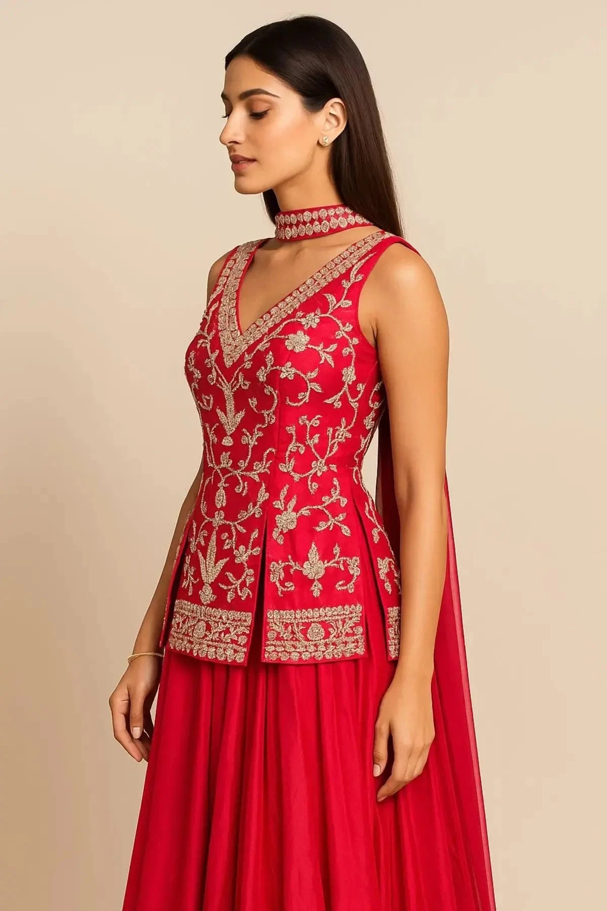 Pink Short Kurta With Flared Palazzo - Pallodstore