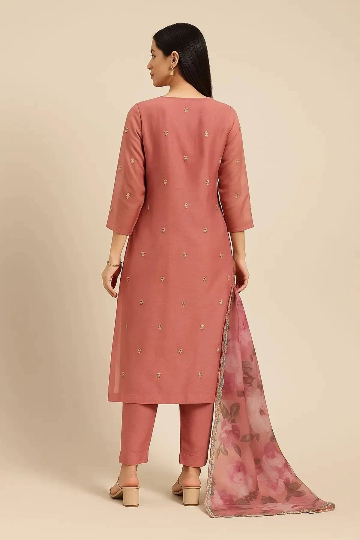 Pink Straight Line Kurta Suit Dress Material - Pallodstore