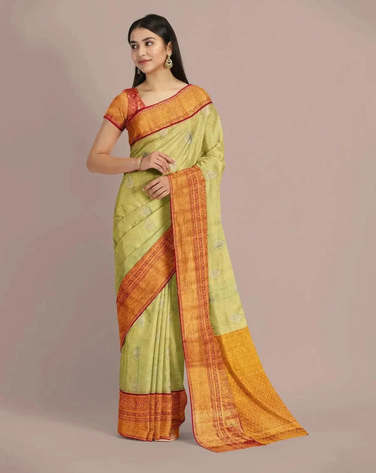 Pista Gold Tissue Kanjivaram Saree - Pallodstore