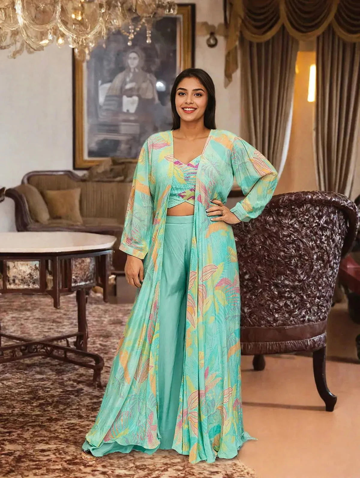 Pista Green Long Jacket Dress - Pallodstore