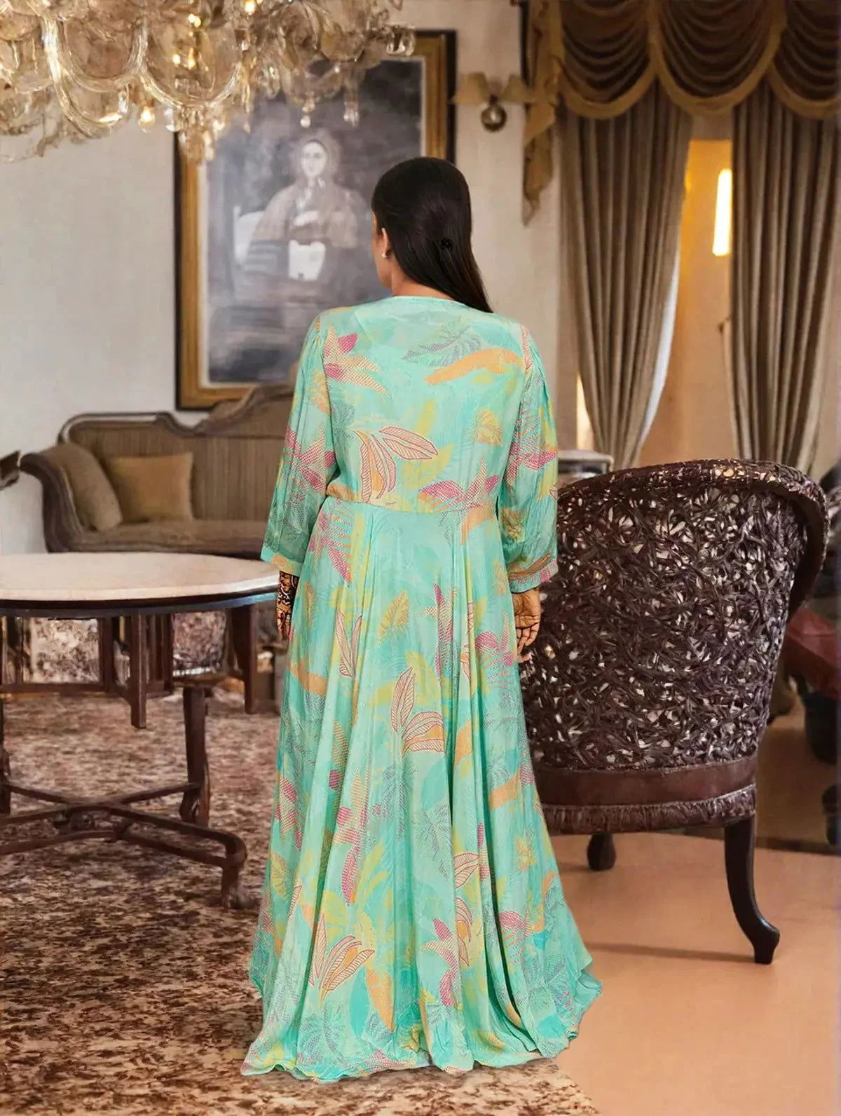 Pista Green Long Jacket Dress - Pallodstore