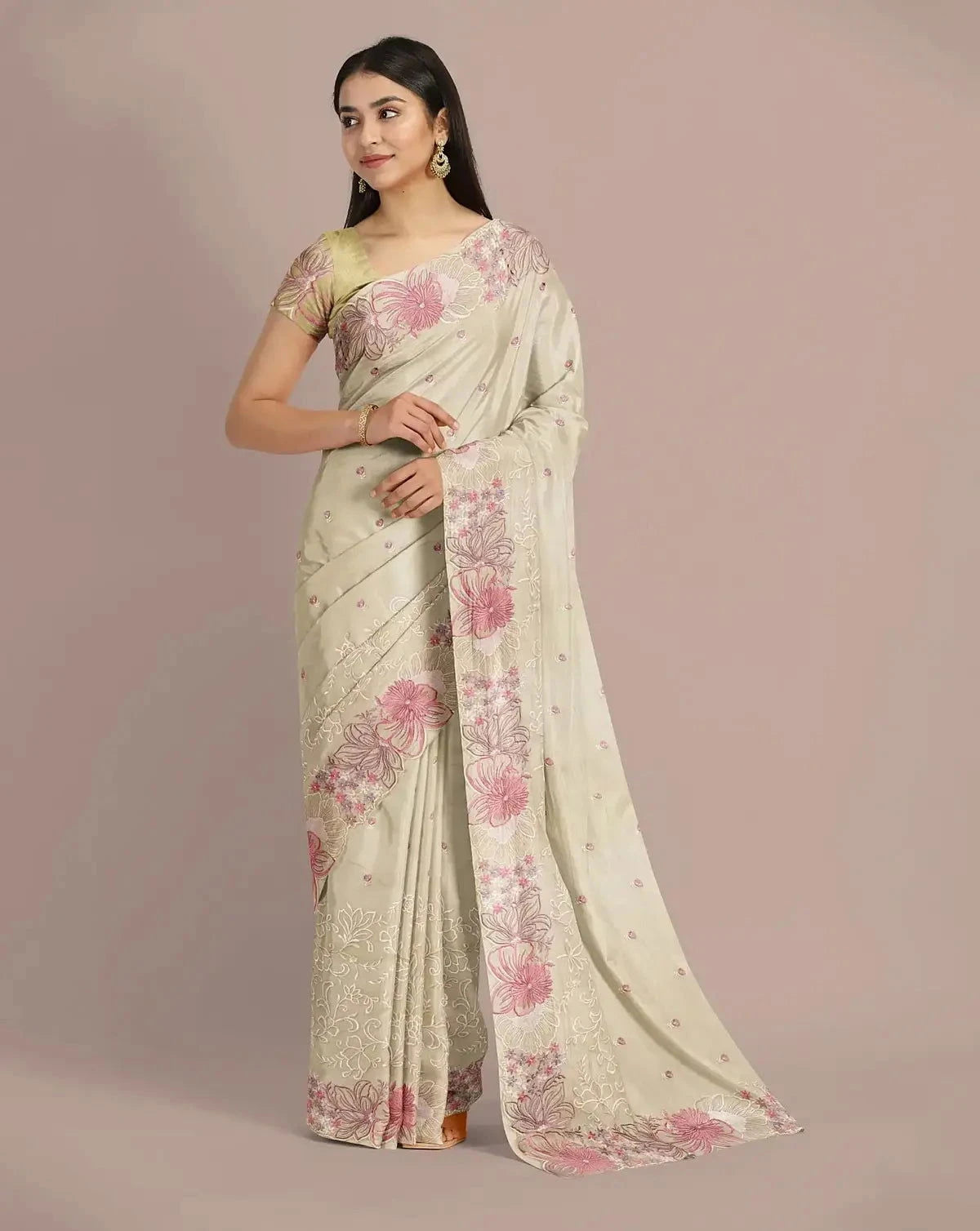 Pista Green Organza Saree - Pallodstore