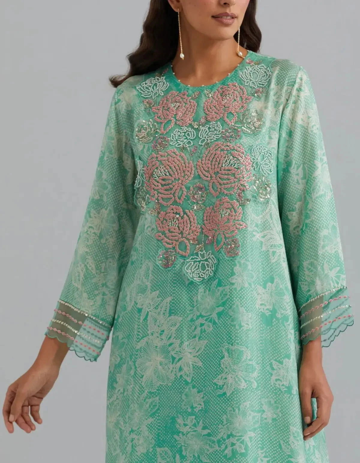 Polka Green Viscose Silk Kurta Set - Pallodstore