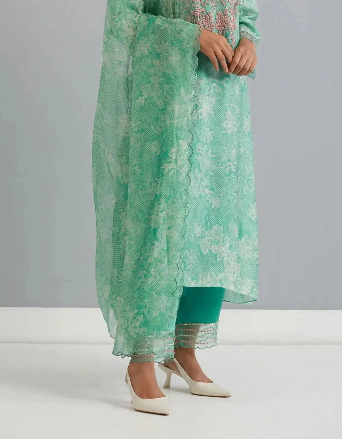 Polka Green Viscose Silk Kurta Set - Pallodstore