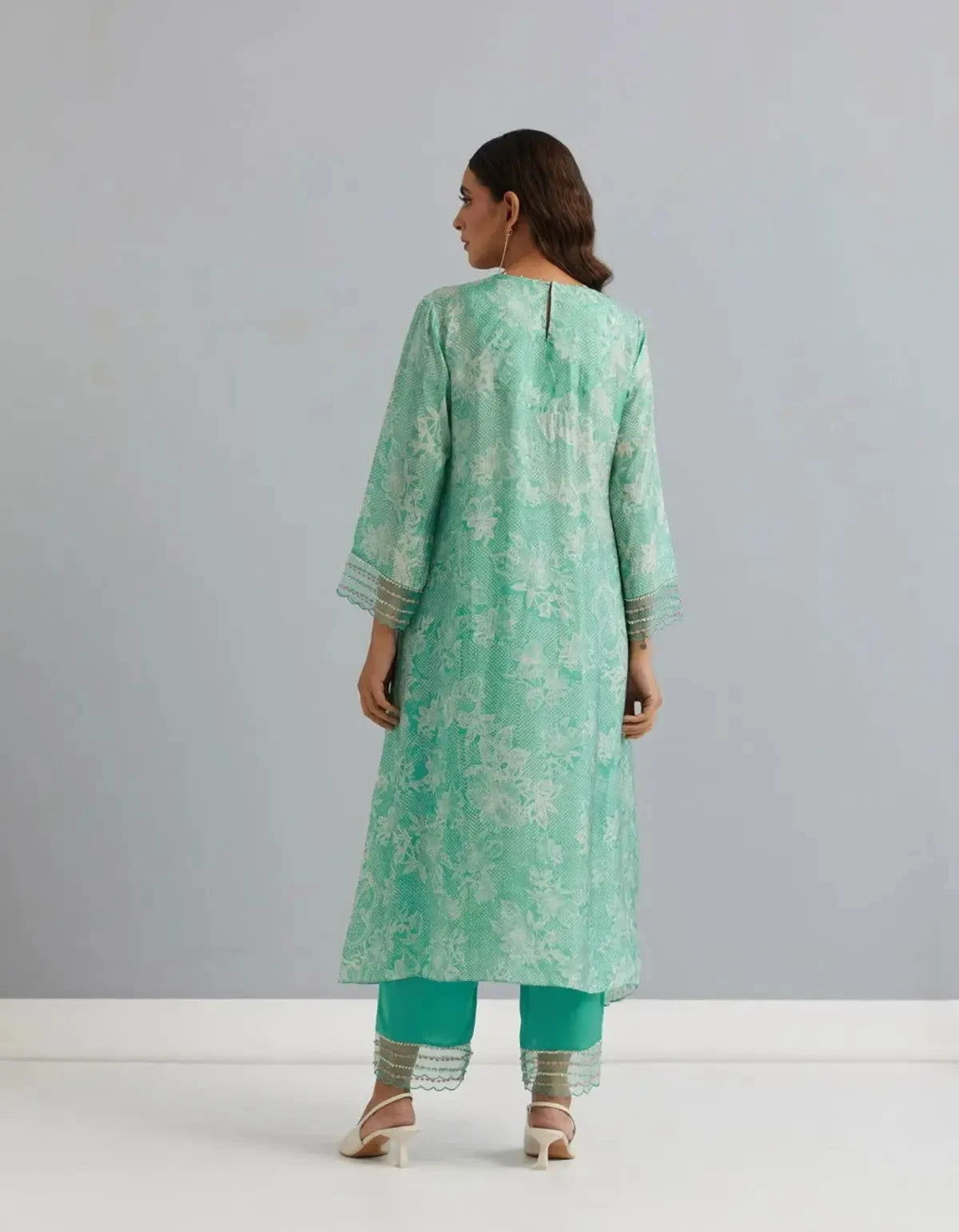 Polka Green Viscose Silk Kurta Set - Pallodstore