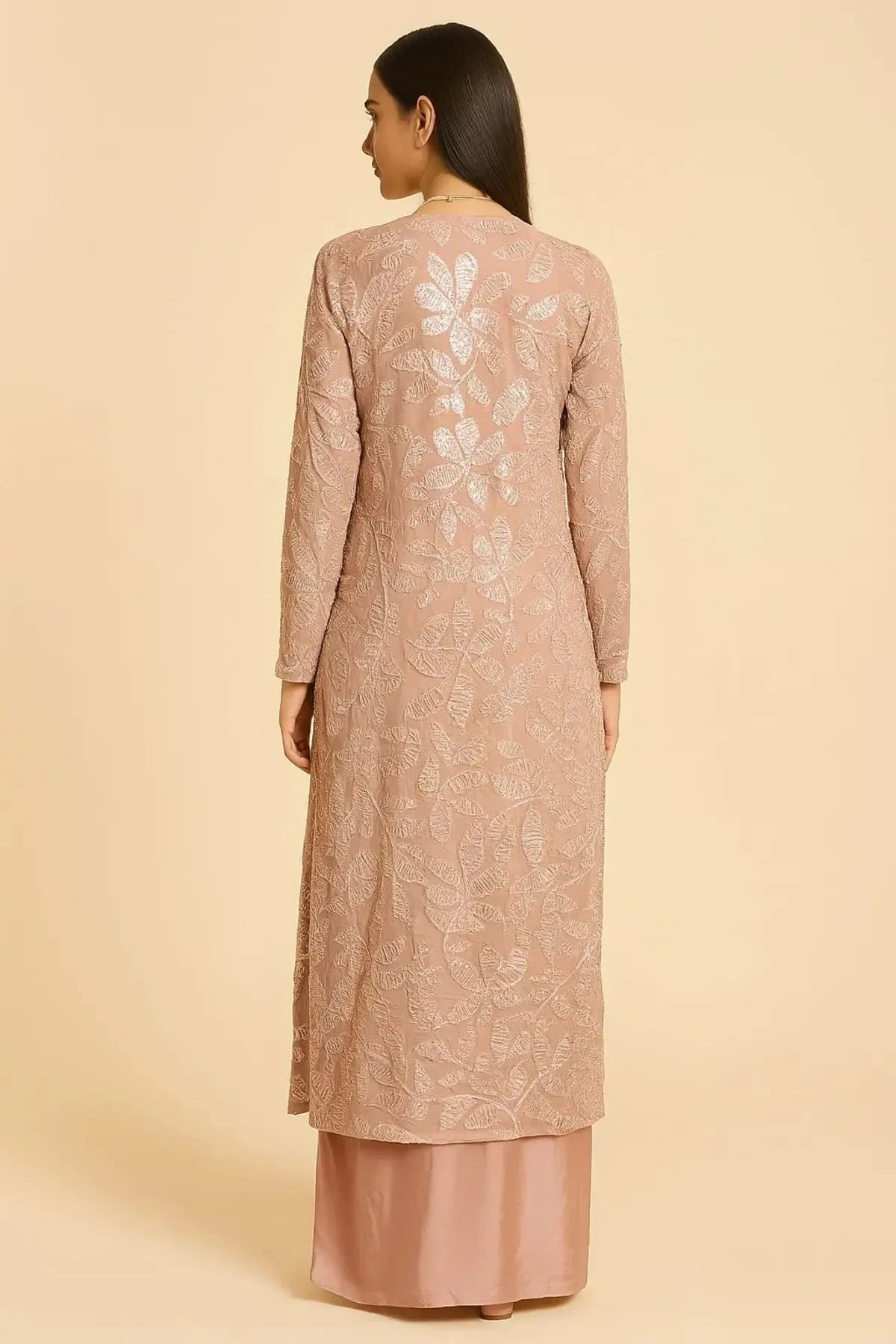 Powder Pink Long Jacket Indo Western - Pallodstore