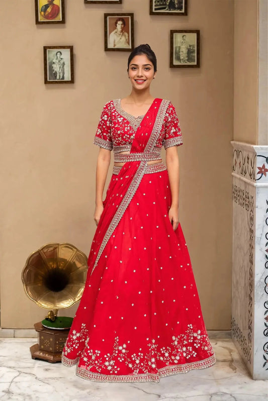 Pre-Draped Organza Lehenga - Pallodstore