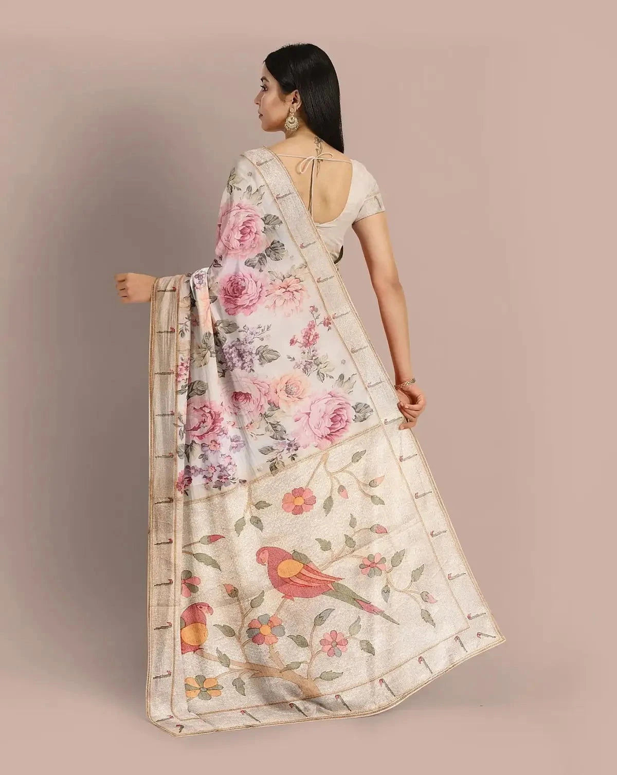 Printed Floral Organza Saree - Pallodstore