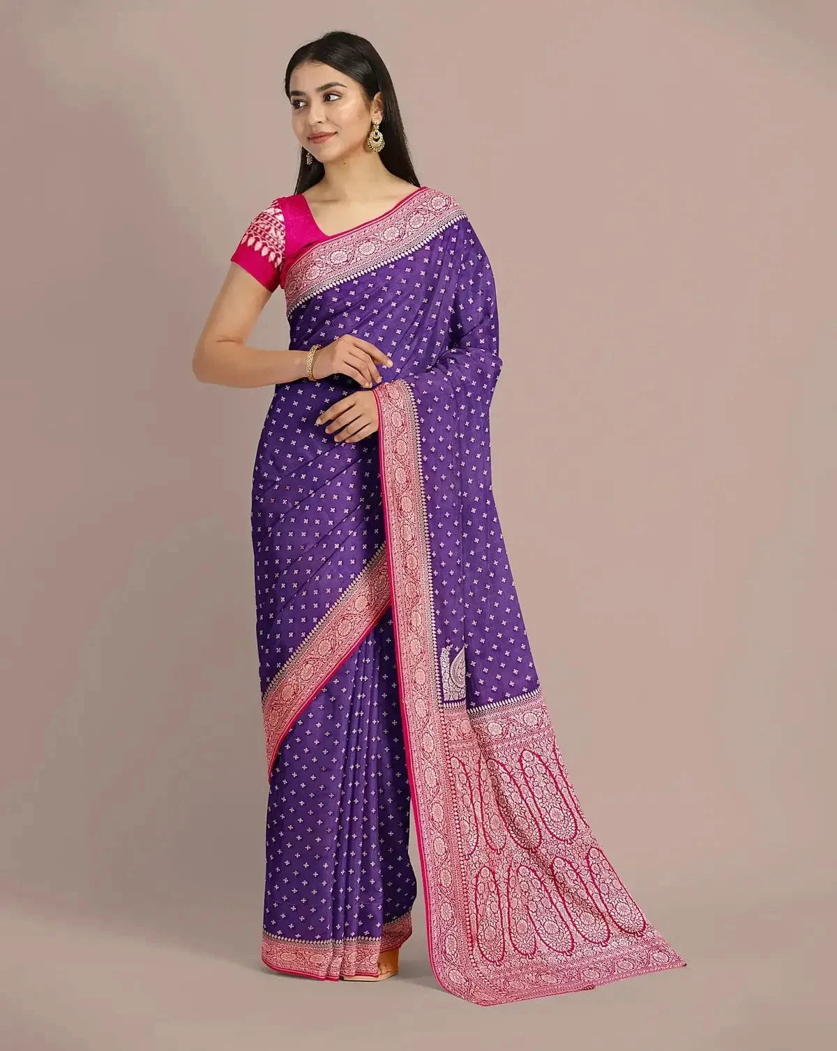 Purple Banarasi Khaddi Georgette Saree - Pallodstore