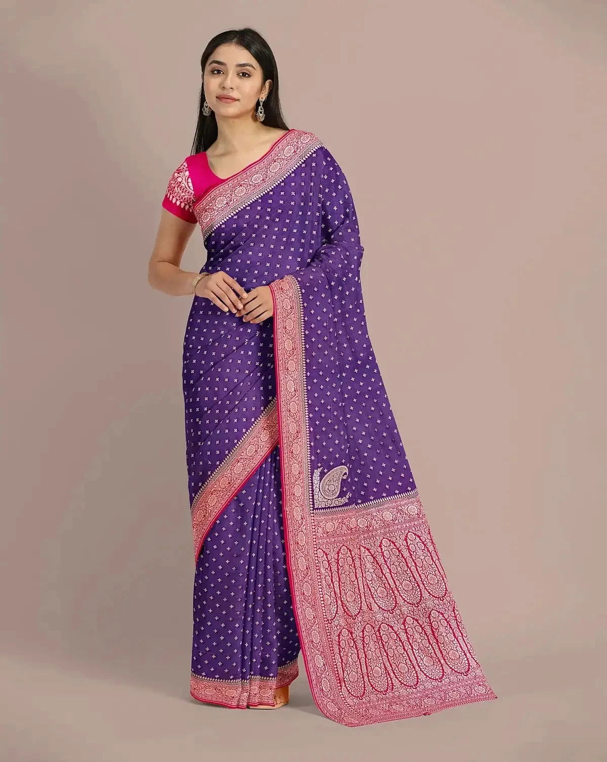Purple Banarasi Khaddi Georgette Saree - Pallodstore