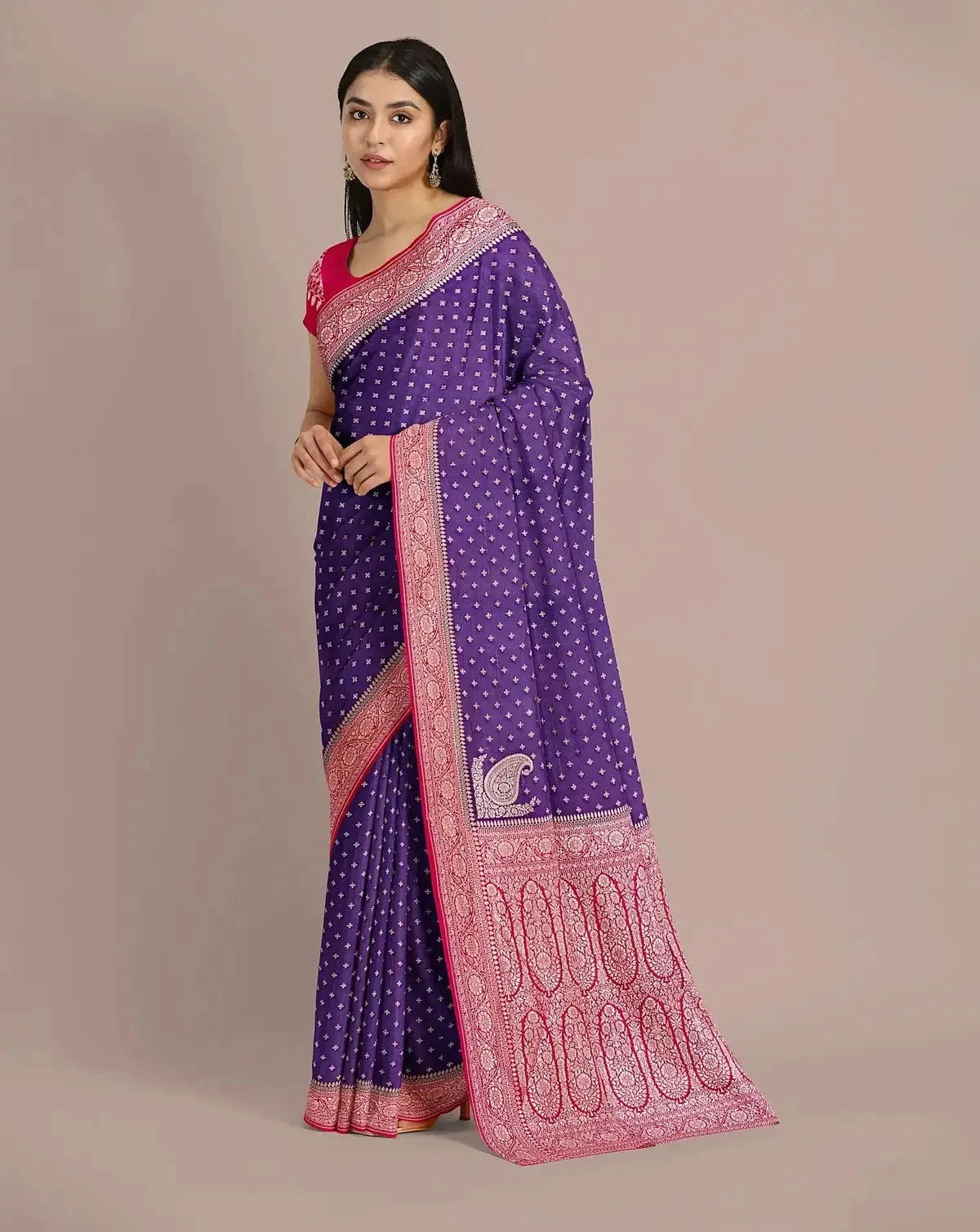 Purple Banarasi Khaddi Georgette Saree - Pallodstore