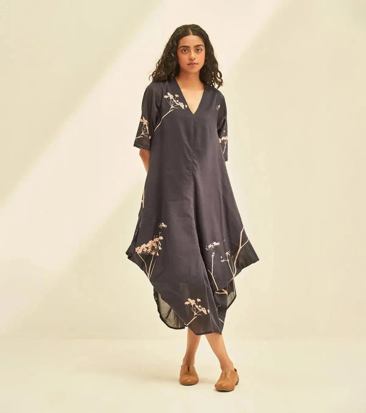 Purple Cotton Mul Printed Eclipse Jhabla - Pallodstore