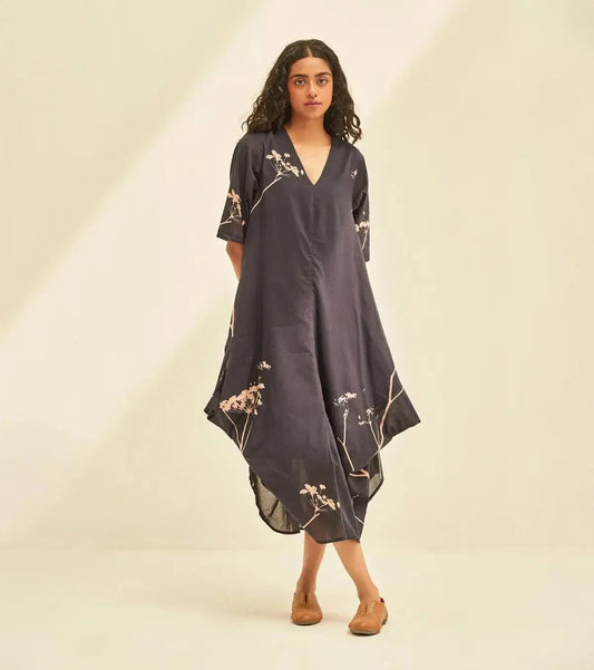 Purple Cotton Mul Printed Eclipse Jhabla - Pallodstore