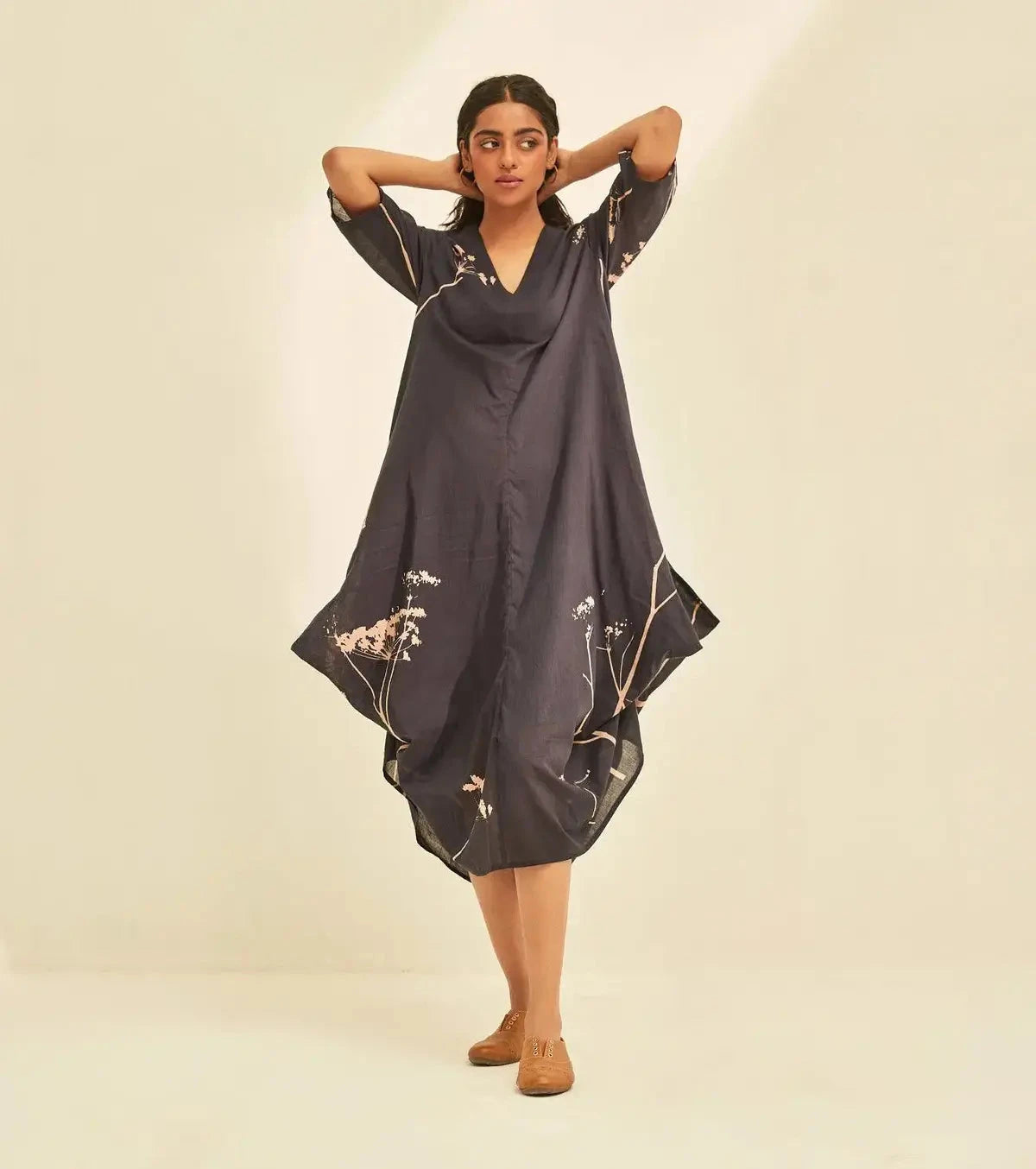 Purple Cotton Mul Printed Eclipse Jhabla - Pallodstore