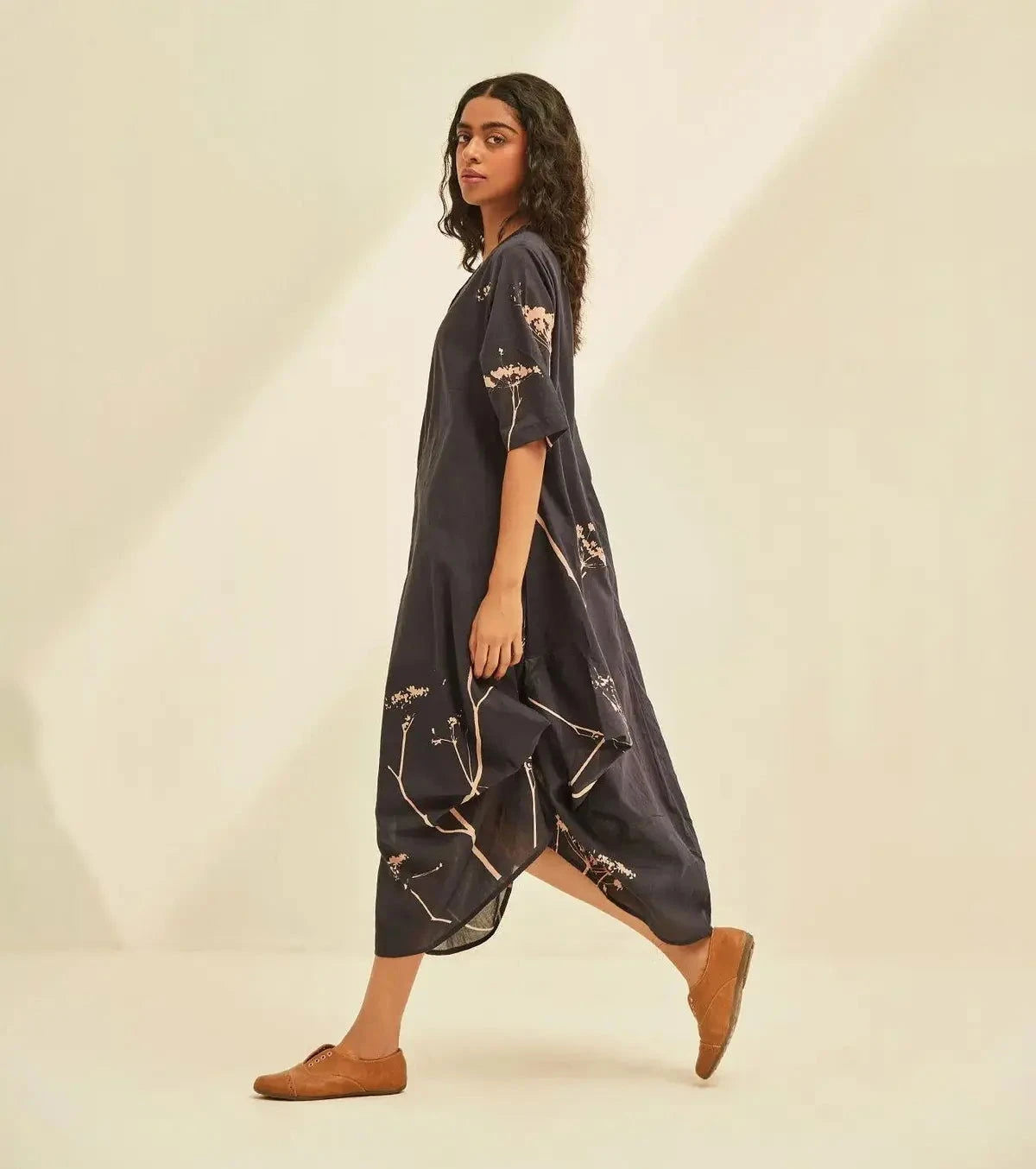 Purple Cotton Mul Printed Eclipse Jhabla - Pallodstore