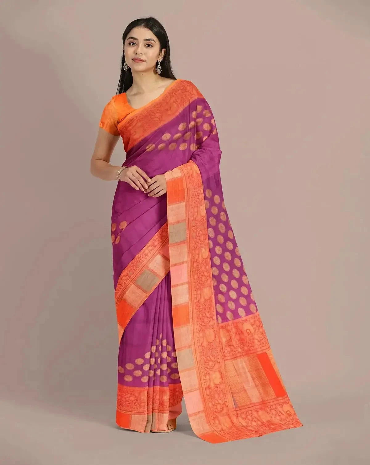 Purple Handloom Tussar Georgette - Pallodstore